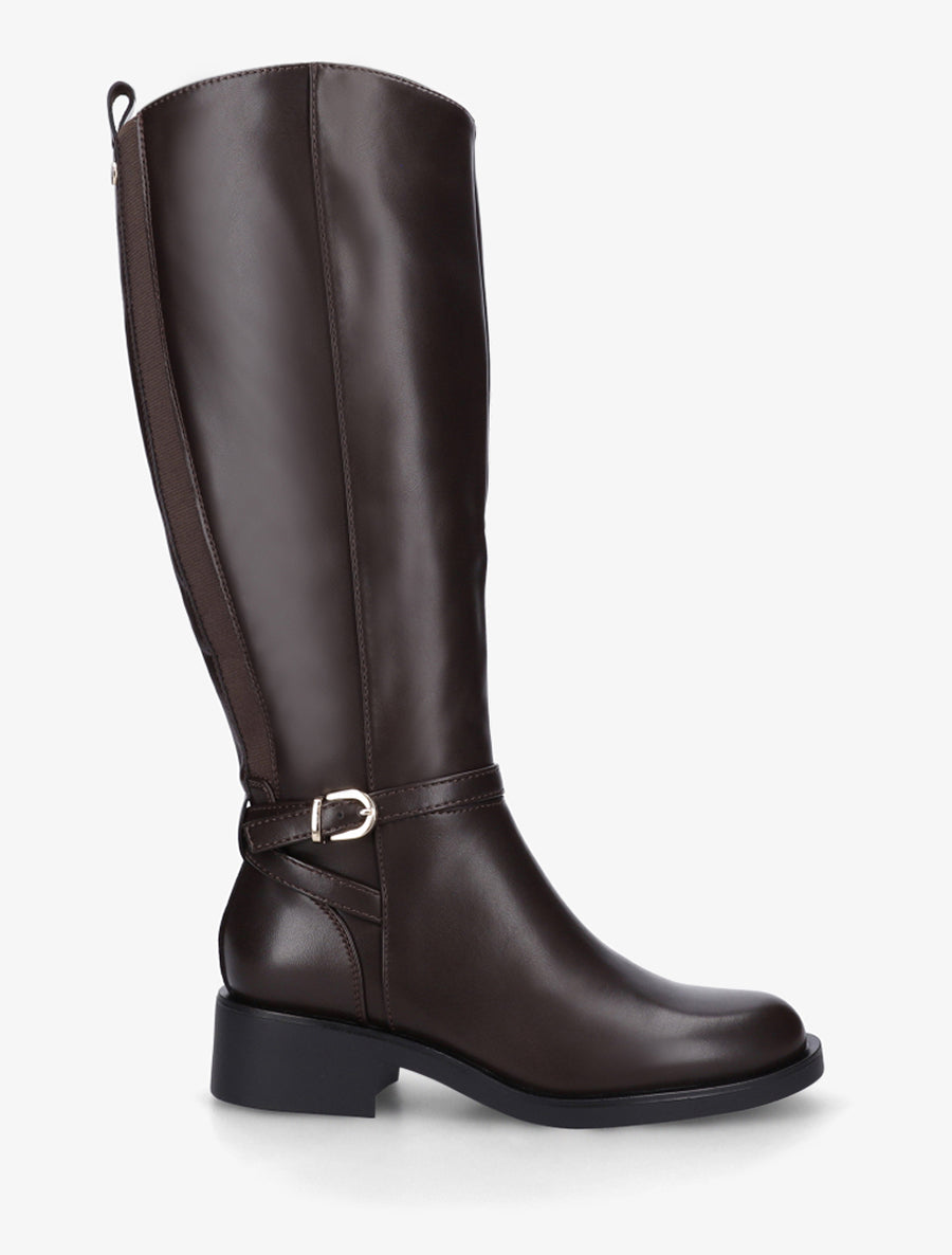 Bottes cavalières élastiquées à boucle - Marron - 1