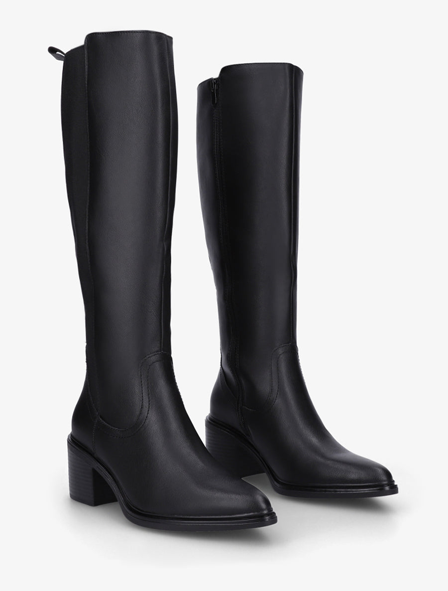 Bottes élastiquées en simili à bouts pointus - Noir - 4