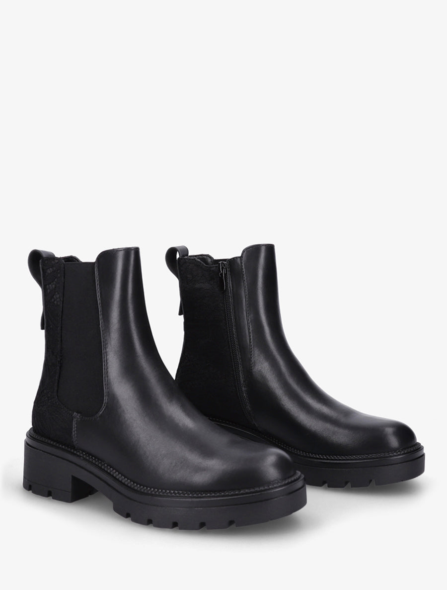 Bottines élastiquées à contrefort en dentelle - Noir - 4