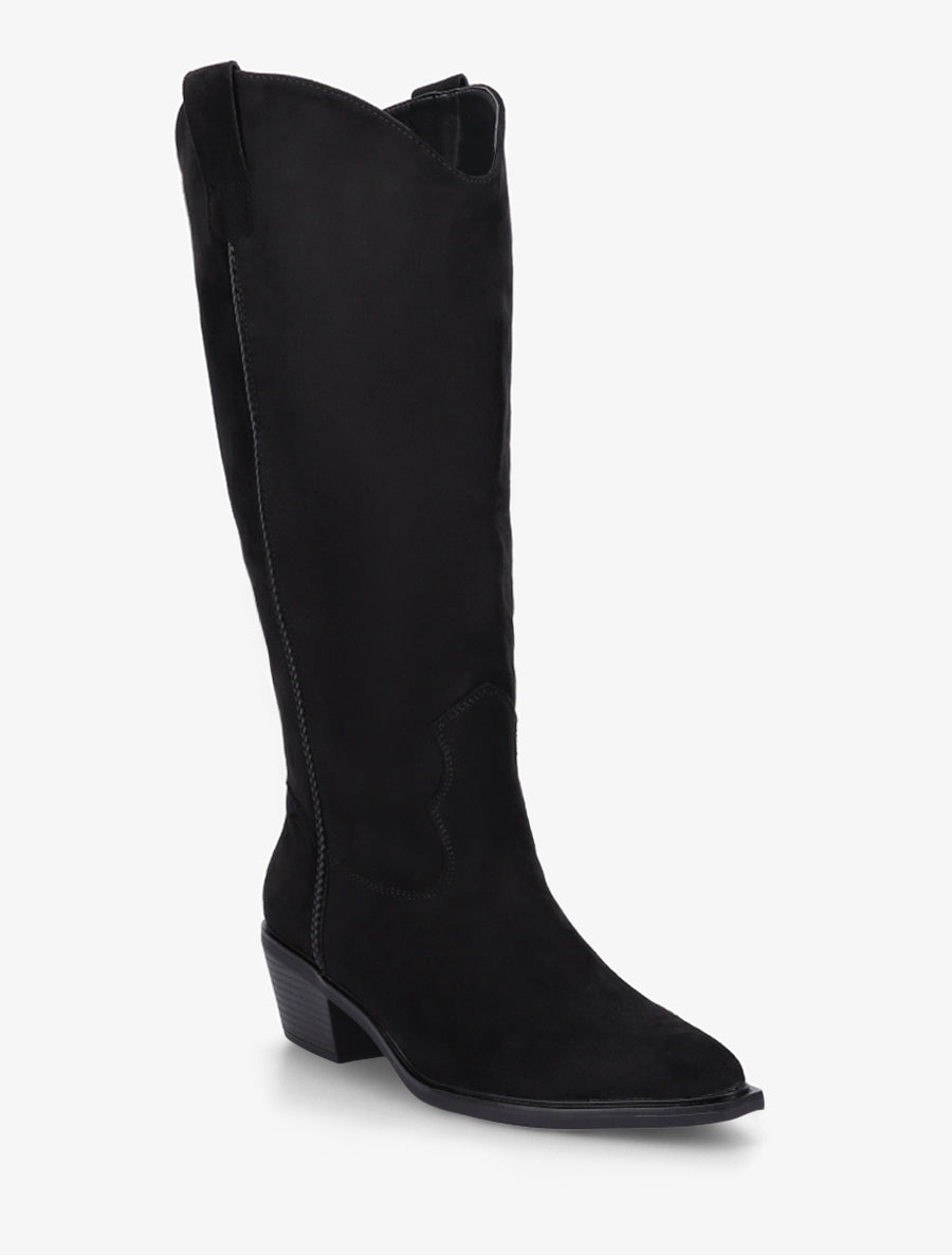 Bottes en suédine style santiags - Noir - 2