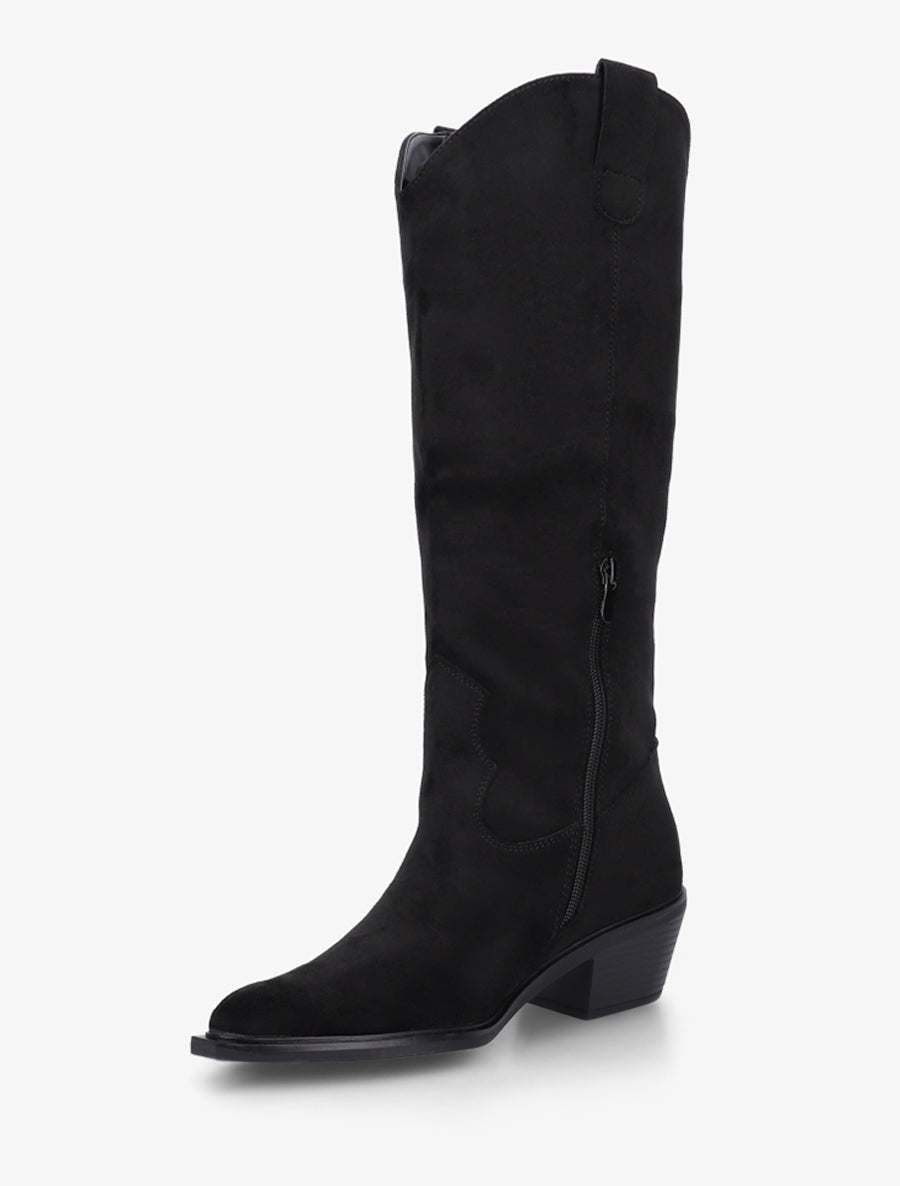 Bottes en suédine style santiags - Noir - 3