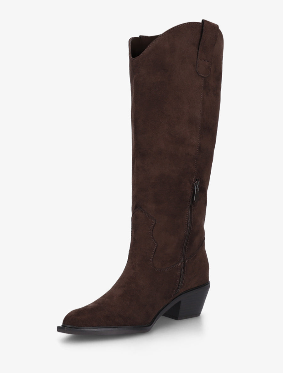 Bottes en suédine style santiags - Chocolat - 3