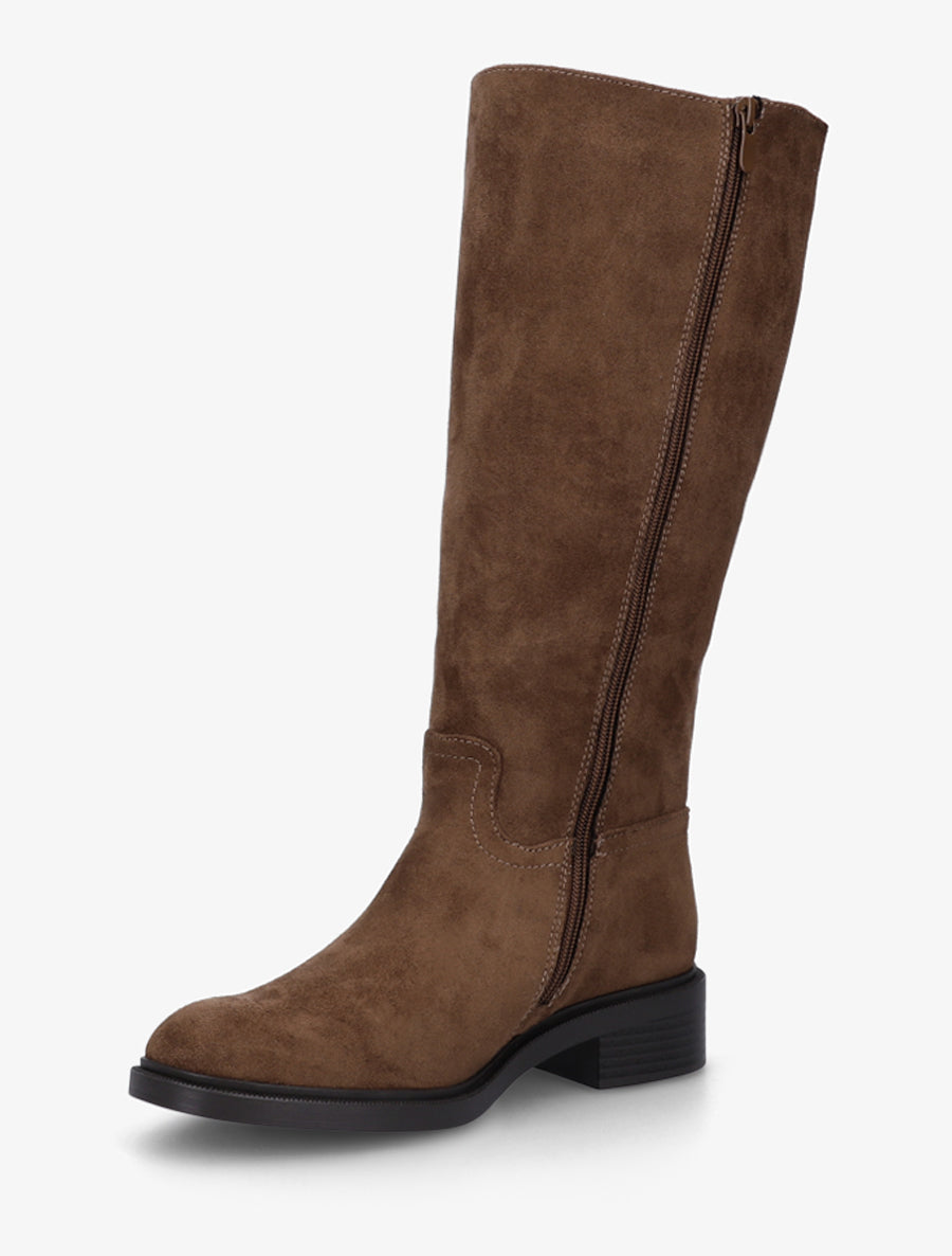 Bottes surpiqûres apparentes en suédine - Marron - 3