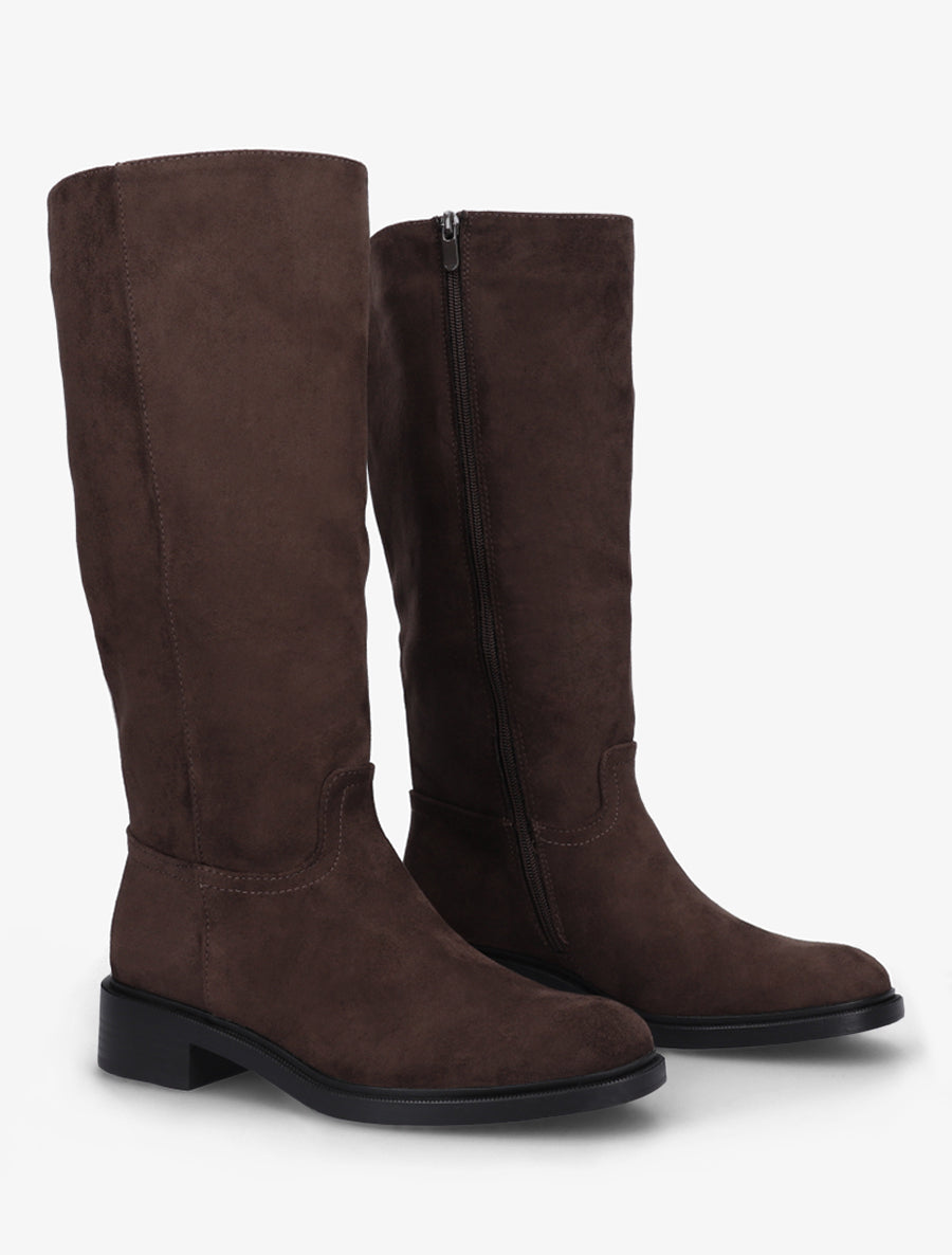 Bottes surpiqûres apparentes en suédine - Chocolat - 4