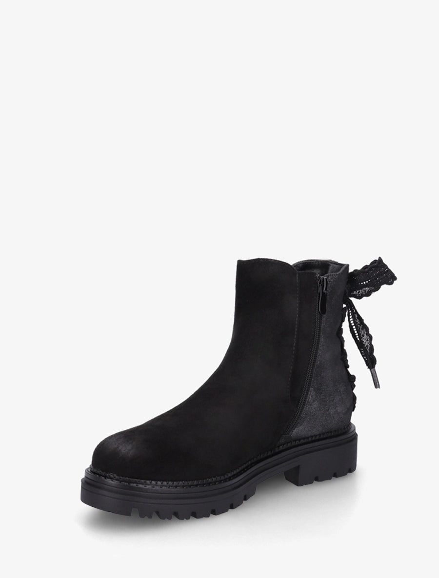 Bottines à contrefort irisé et detail lacet en crochet - Noir - 3