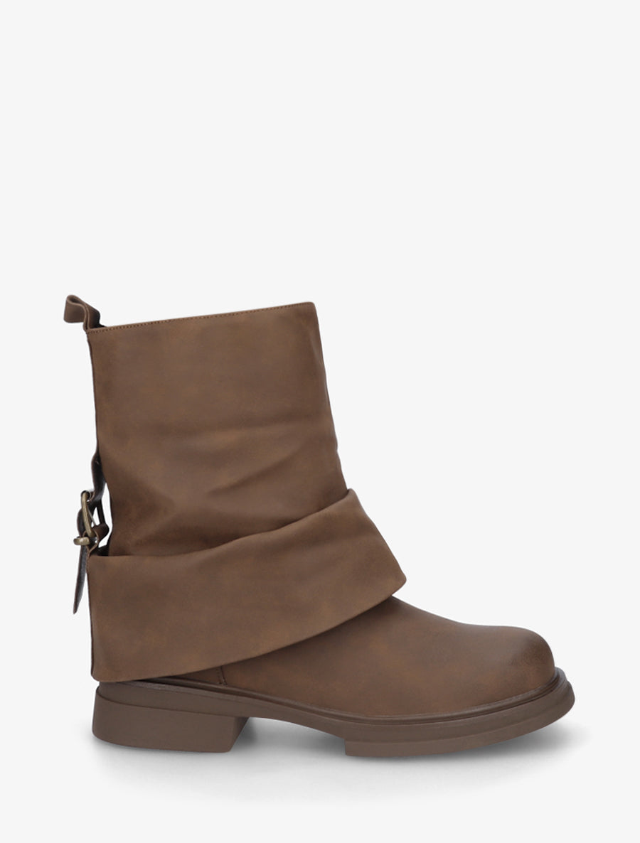 Bottines fourreau à sangle - Marron - 1