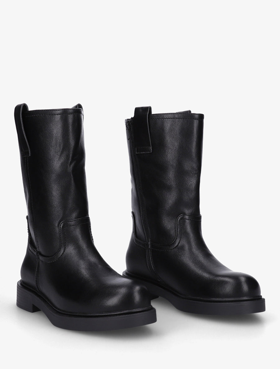 Bottines montantes en simili - Noir - 4