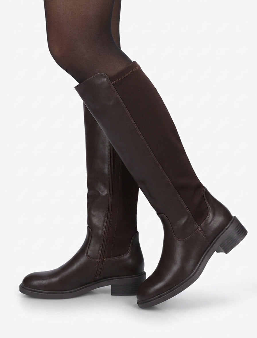 Stiefel aus zweifarbigem Material - Braun