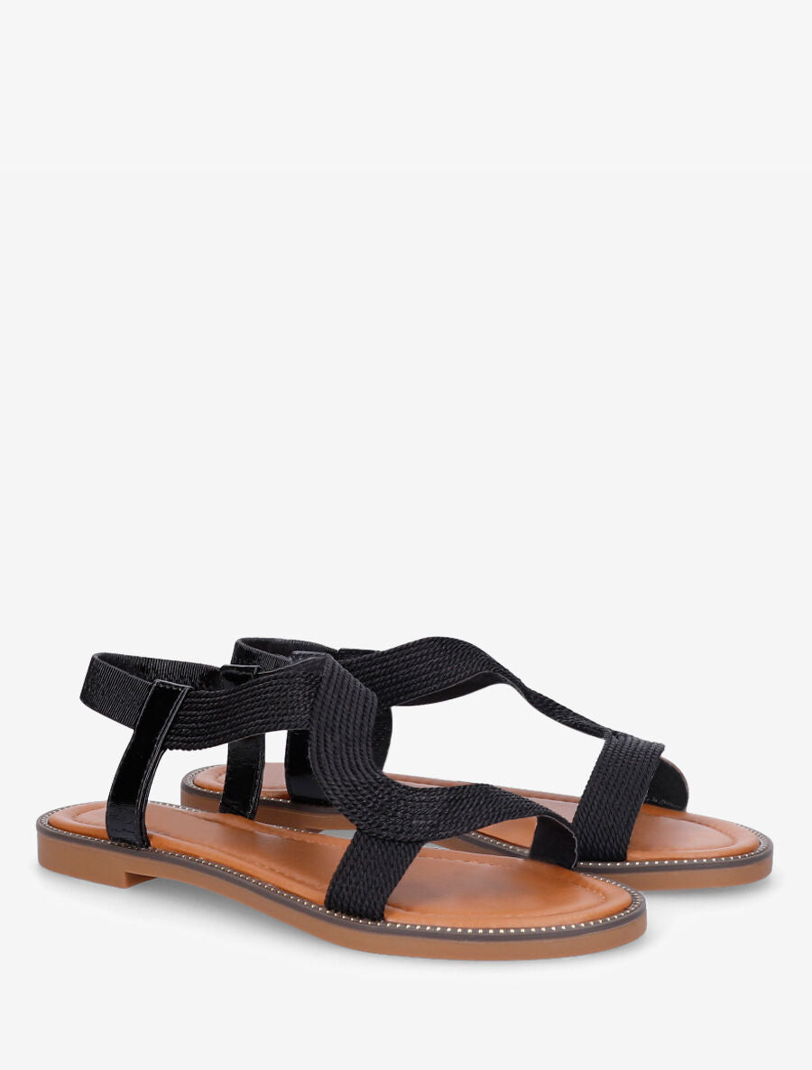 Nu-pieds unis à cheville élastiquée - Noir - 5