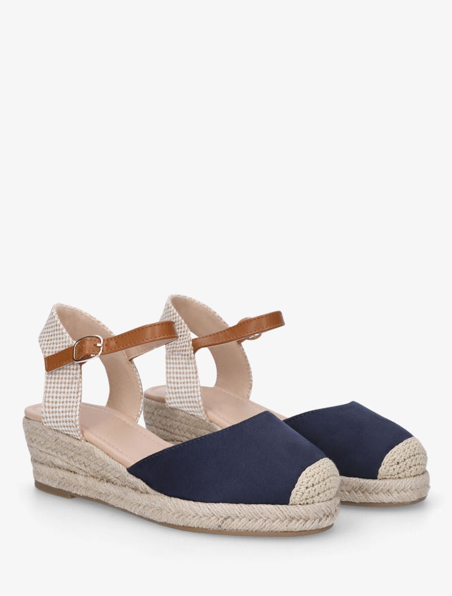 Sandales unies à contrefort à motif damier - Marine - 4