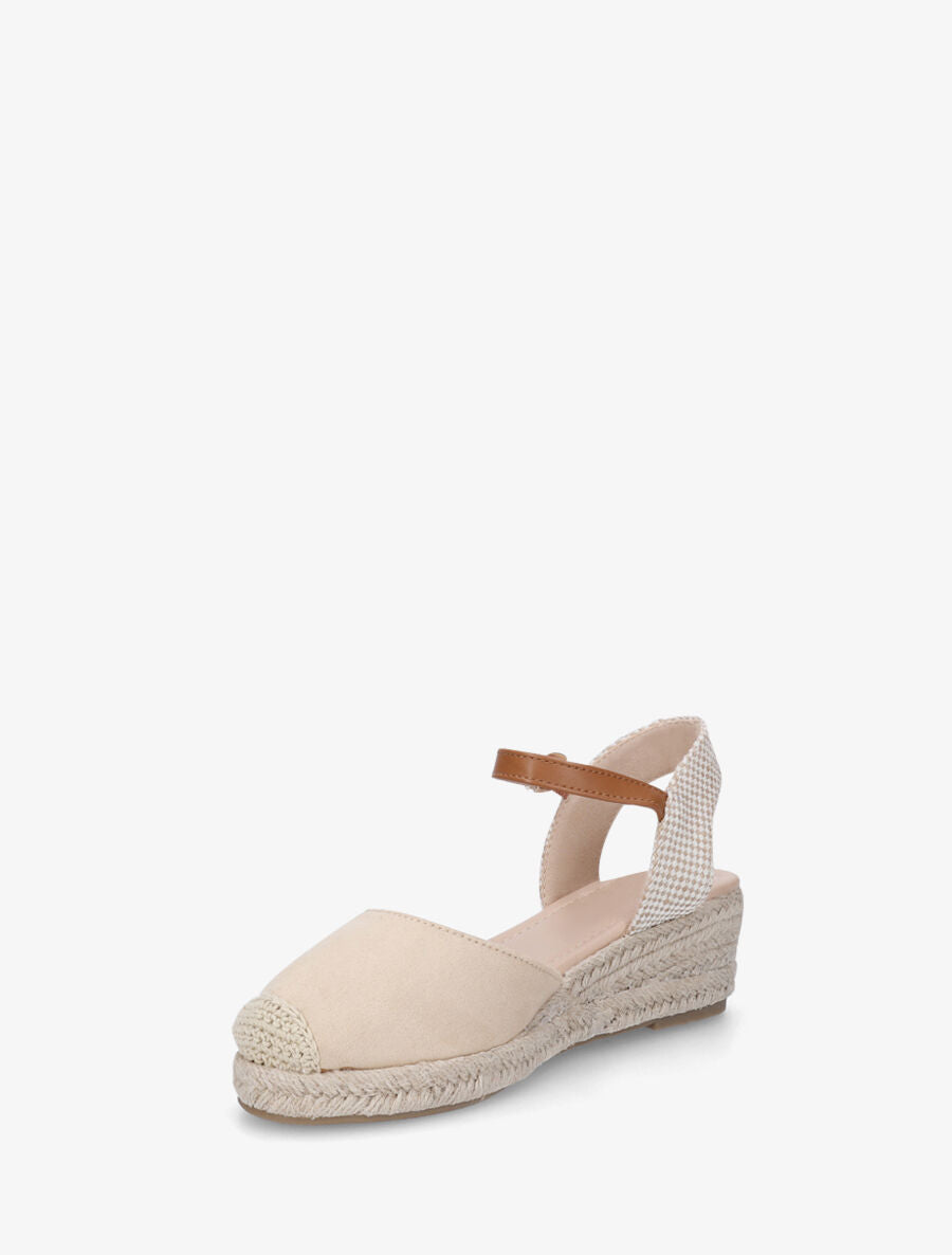 Sandales unies à contrefort à motif damier - Beige - 3
