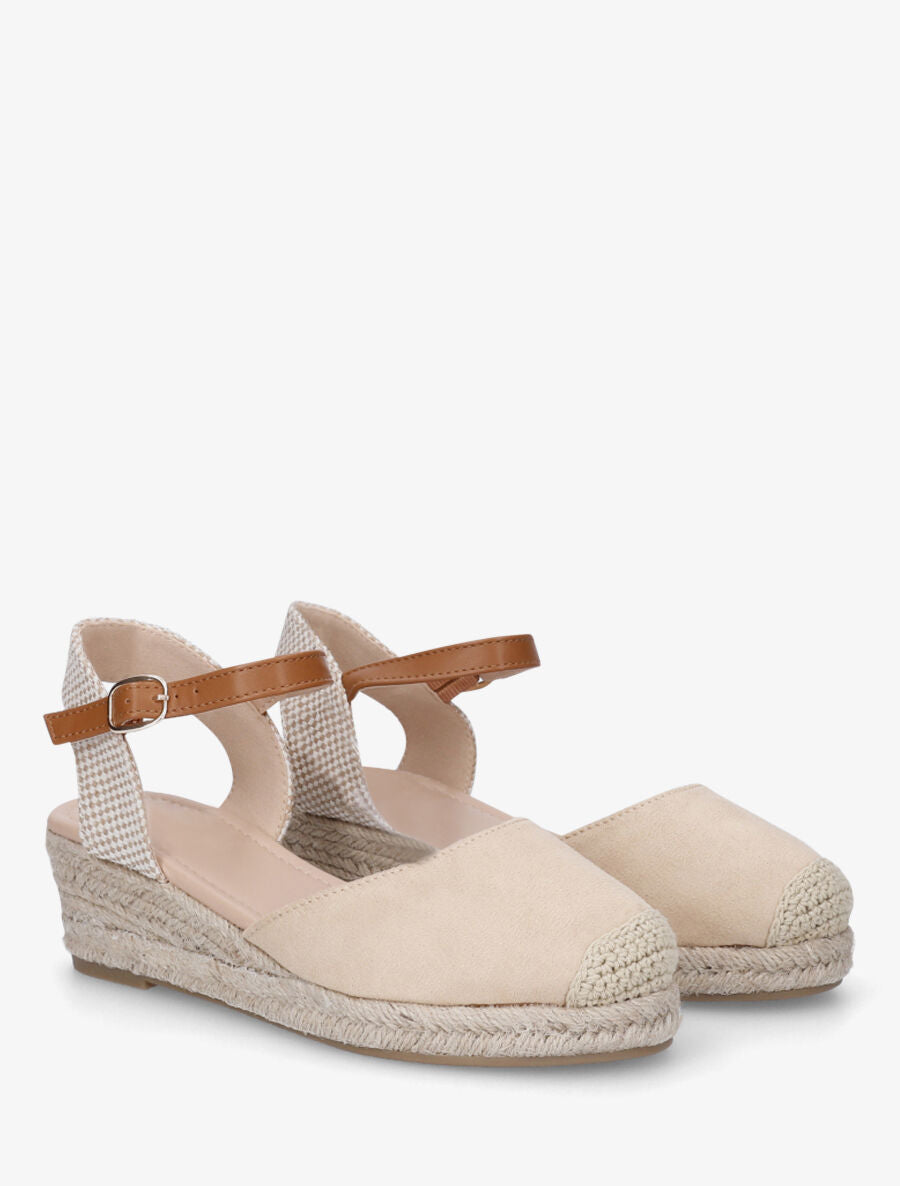 Sandales unies à contrefort à motif damier - Beige - 4