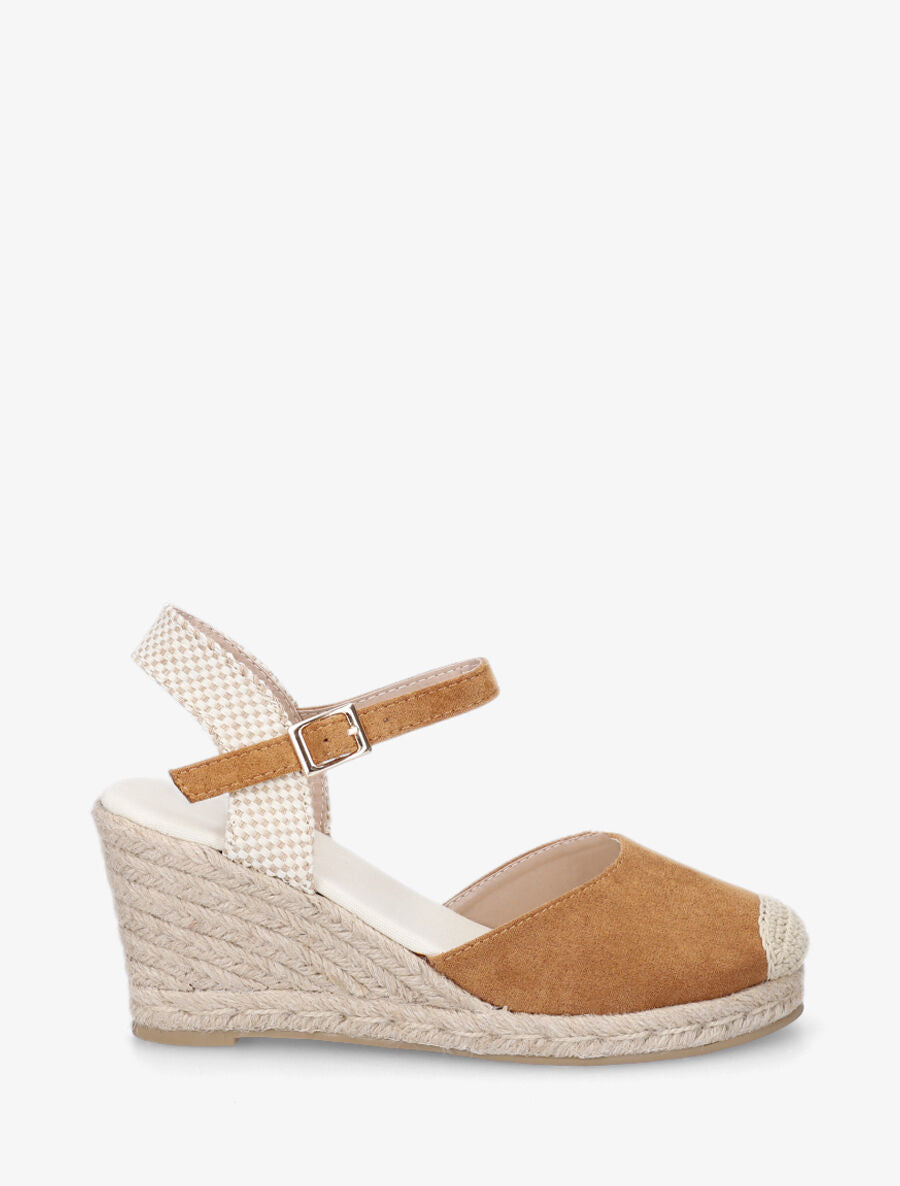 Espadrille en suédine à talon compensé - Camel - 2