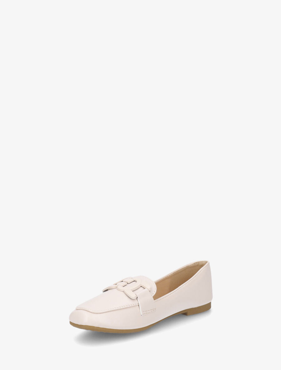 Mocassins en simili à boucle - Beige - 3