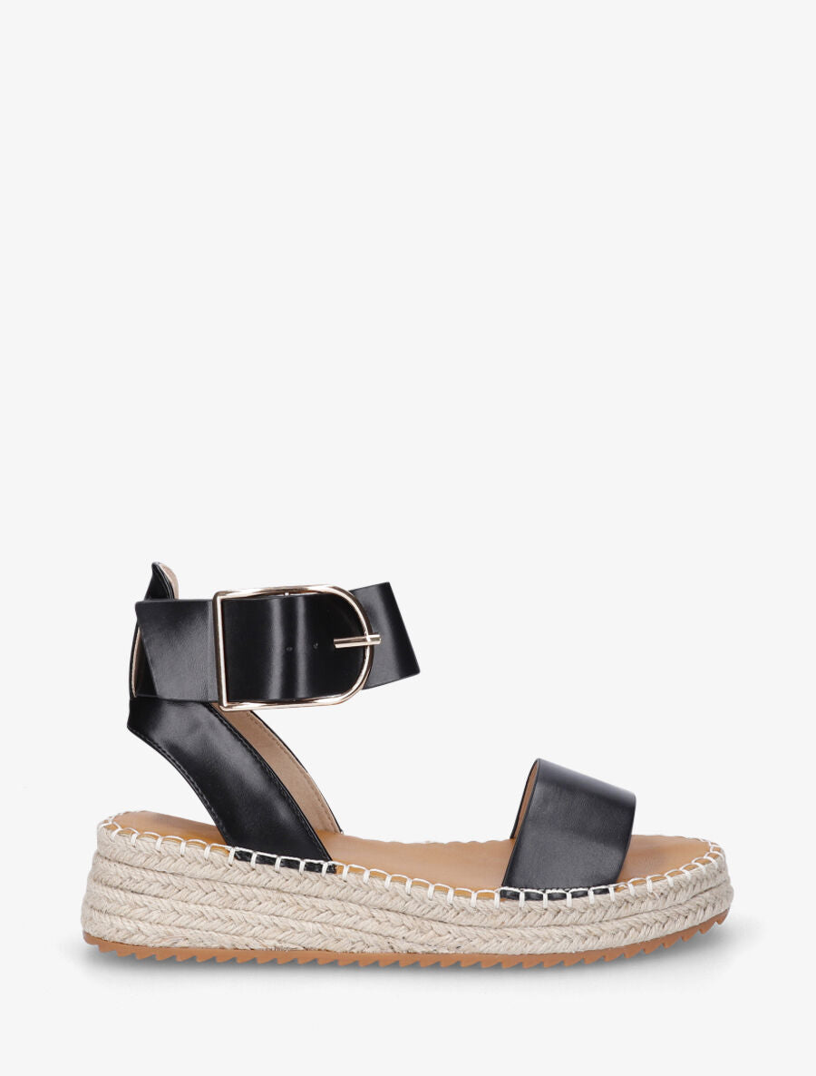 Sandales style espadrille à bride épaisse - Noir - 5