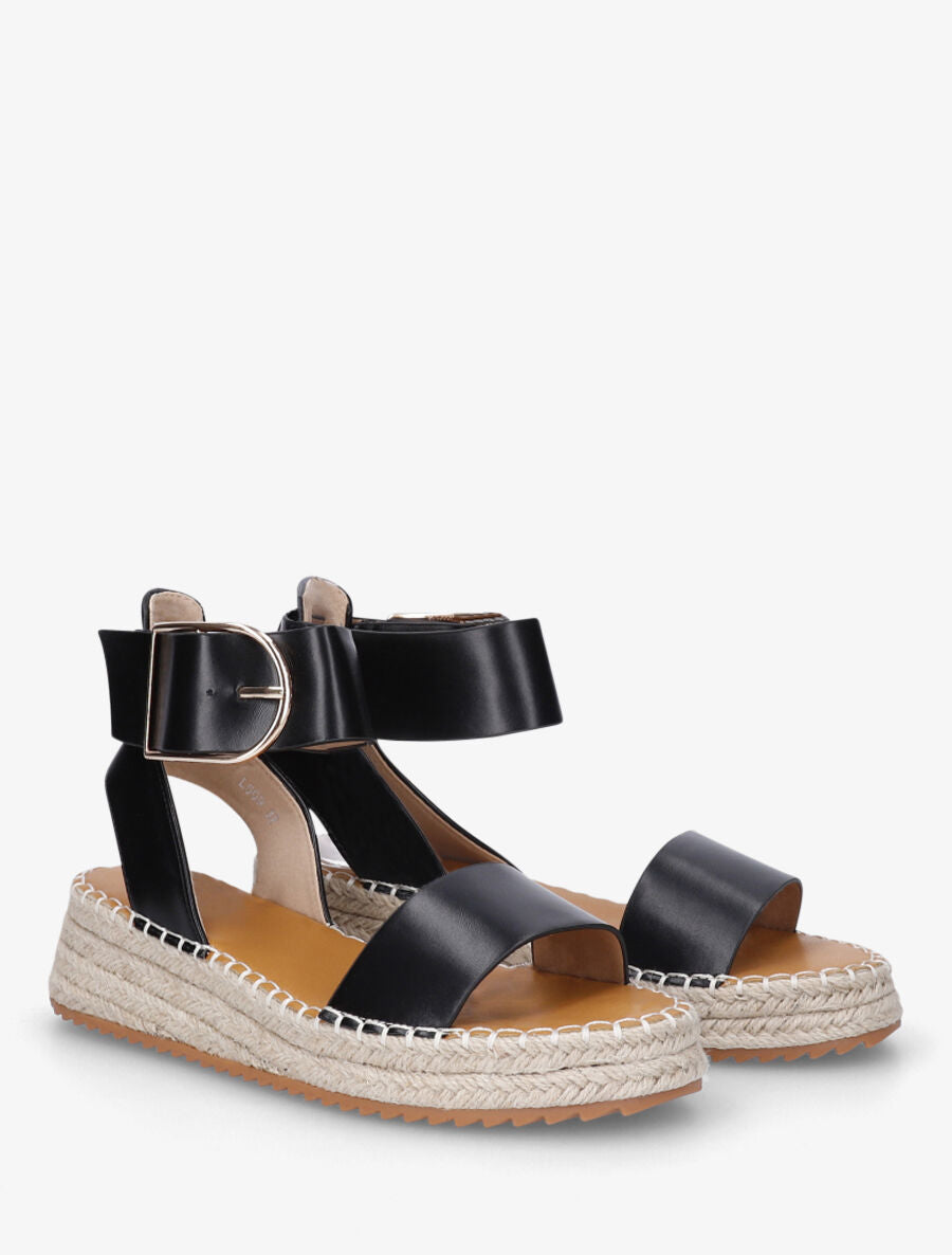 Sandales style espadrille à bride épaisse - Noir - 4