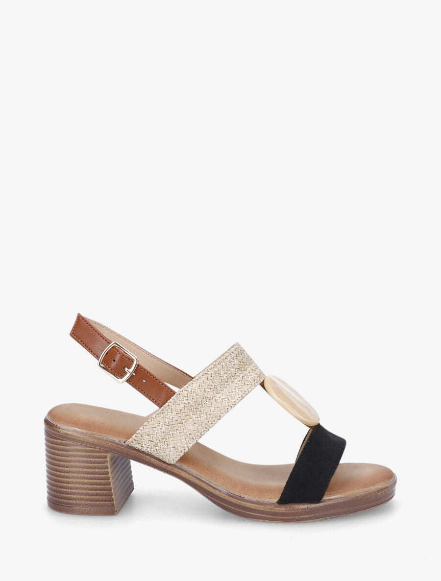 Sandales bi-matière à bijou style marbre - Noir - 2