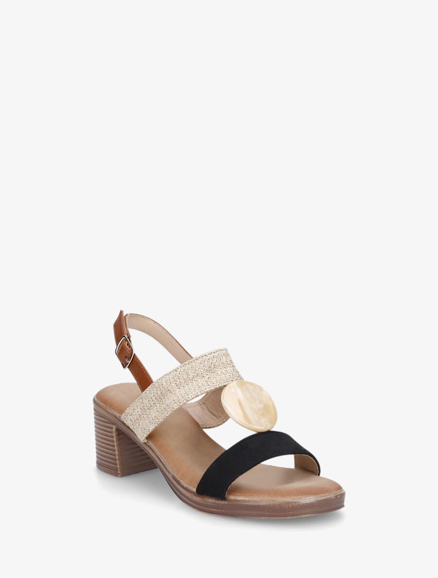 Sandales bi-matière à bijou style marbre - Noir - 3