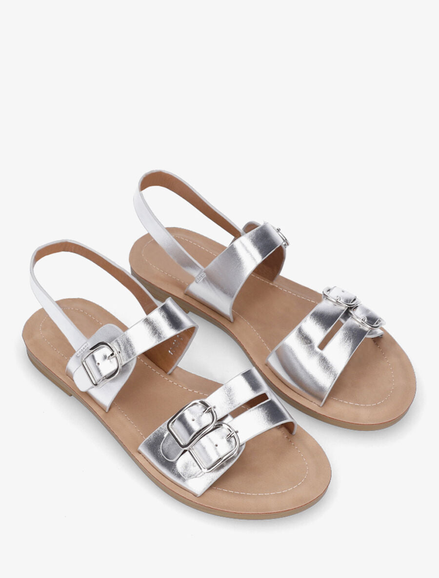 Nu-pieds en simili à boucle métallique - Argent - 4