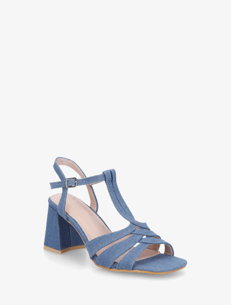 Sandales torsadées à talon carré - Bleu denim - 2