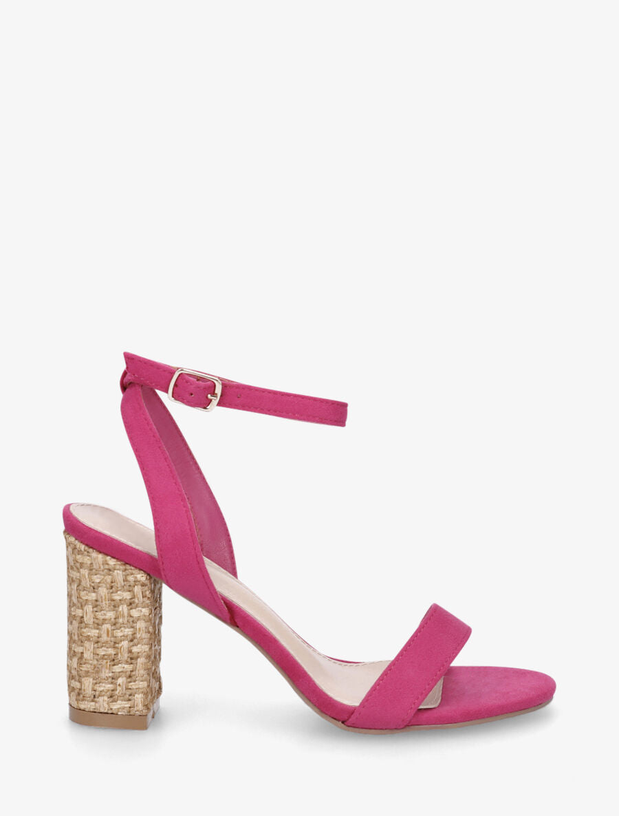 Sandales à talon bi-matière - Fuchsia - 5