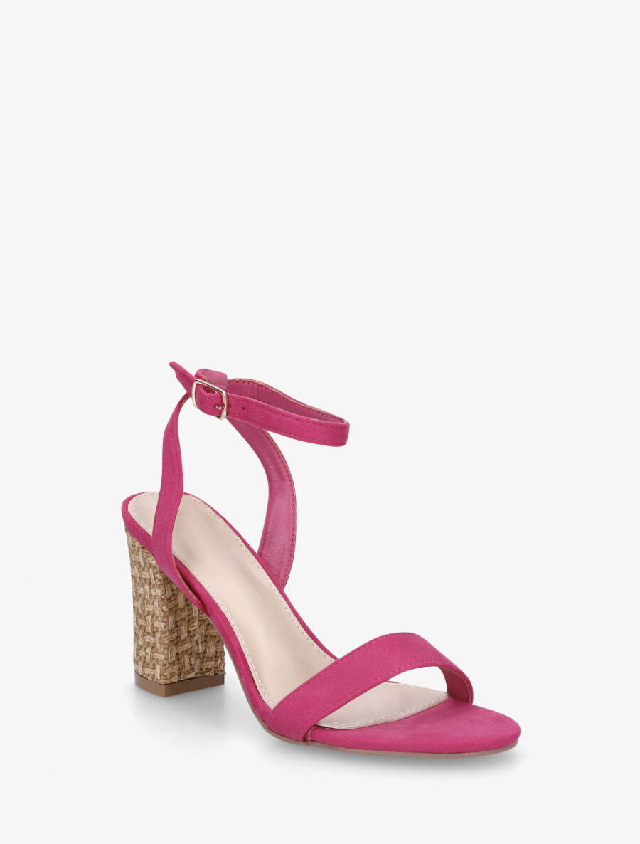 Sandales à talon bi-matière - Fuchsia - 2