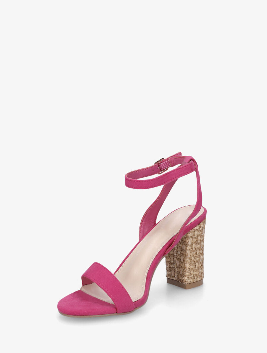 Sandales à talon bi-matière - Fuchsia - 3