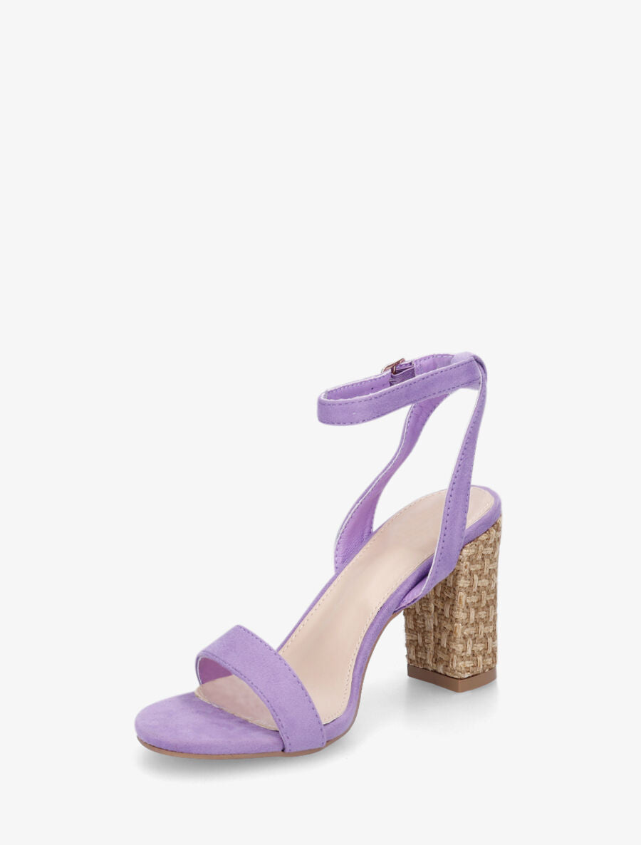 Sandales à talon bi-matière - Lilas - 3