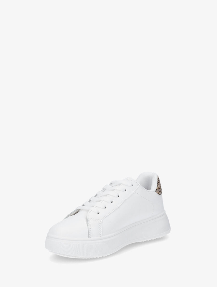 Baskets en simili empiècement fantaisie - Blanc/fuchsia - 3