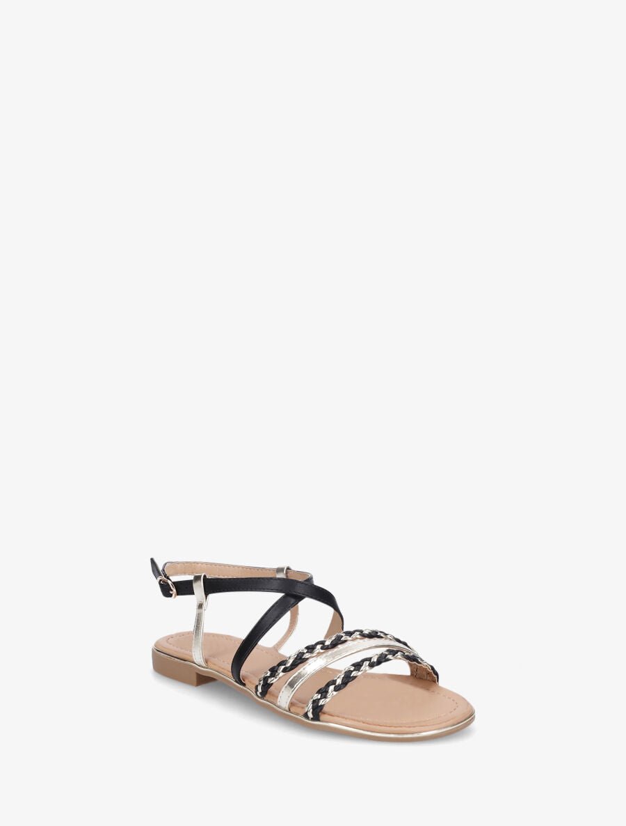 Nu-pieds multibrides tressées - Noir - 2