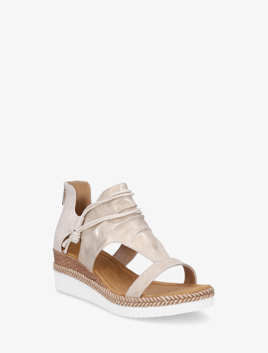 Sandales compensées effet froncé - Beige - 2