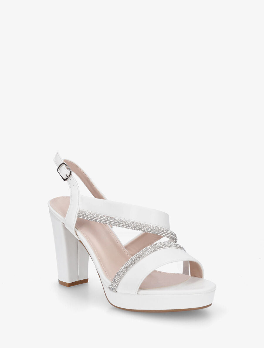 Sandales à plateforme et strass - Blanc - 2