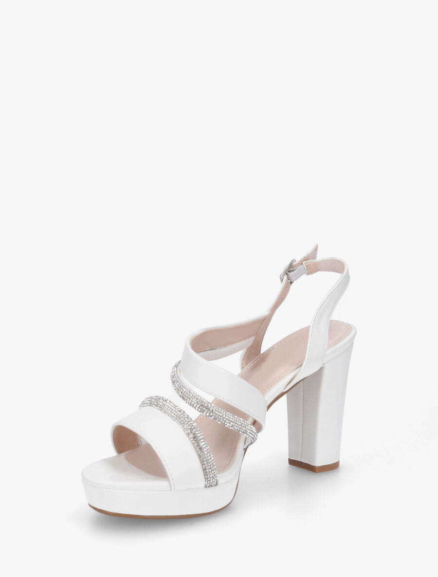 Sandales à plateforme et strass - Blanc - 3