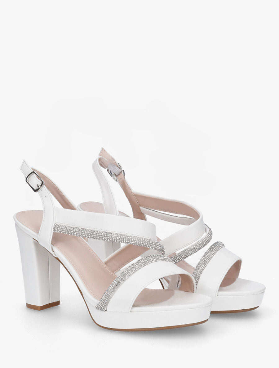 Sandales à plateforme et strass - Blanc - 4