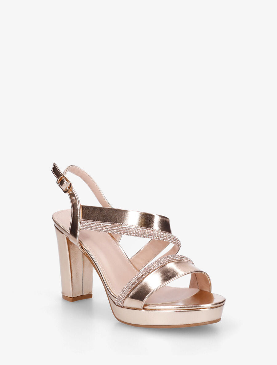 Sandales à plateforme et strass - Rose gold - 2