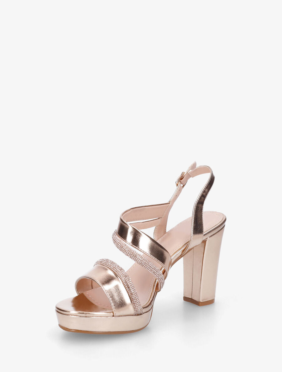 Sandales à plateforme et strass - Rose gold - 3