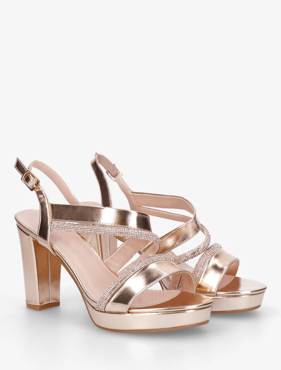 Sandales à plateforme et strass - Rose gold - 4