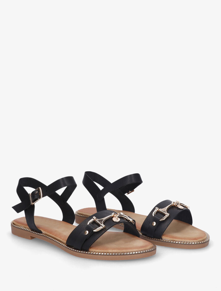 Nu-pieds en simili à boucle fantaisie - Noir - 4