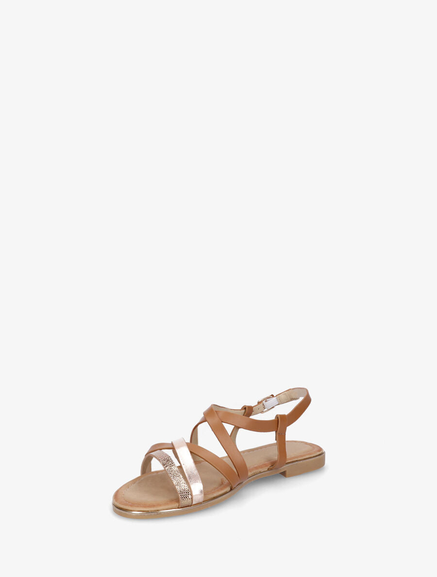 Nu-pieds à brides fantaisies croisées - Camel - 3