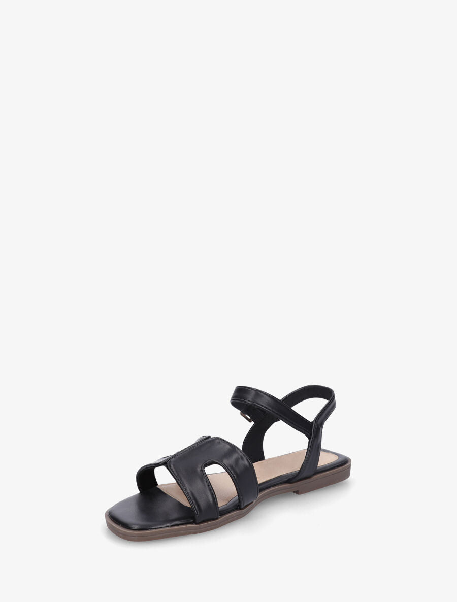 Nu-pieds en simili à bride ajourée - Noir - 3