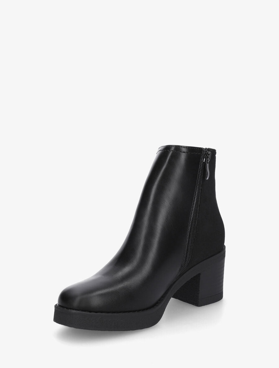 Bottines en simili et suédine - Noir - 3