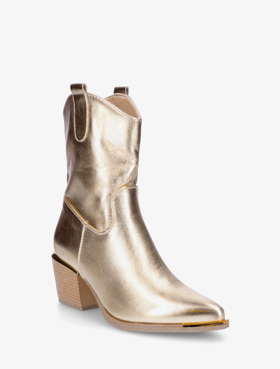 Bottines style santiags en simili - Or - 2