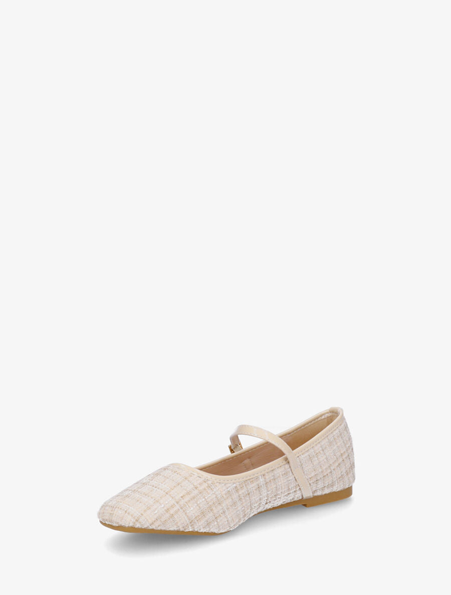 Ballerines effet tweed à bride - Beige - 3