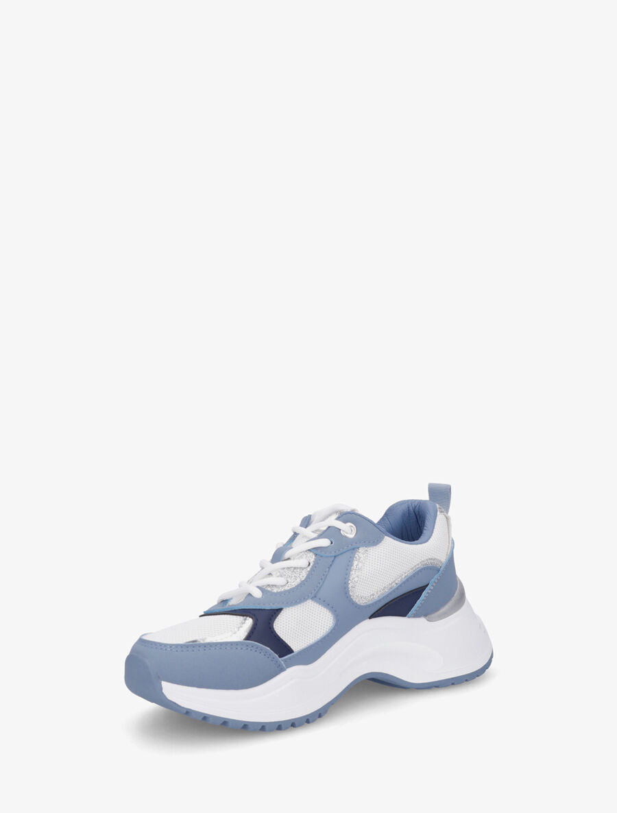 Baskets bimatière à contrefort nacré - Bleu - 3