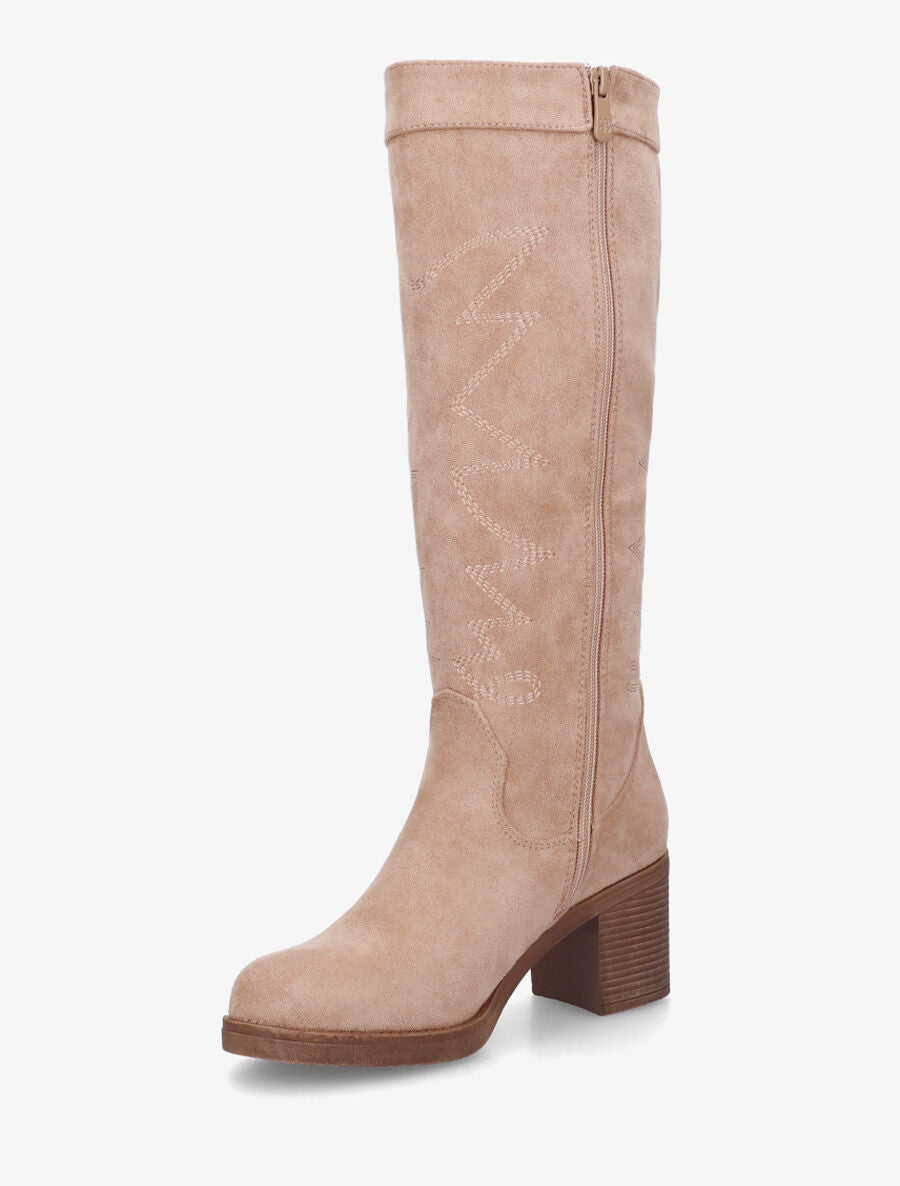 Bottes en suédine brodées - Taupe - 3