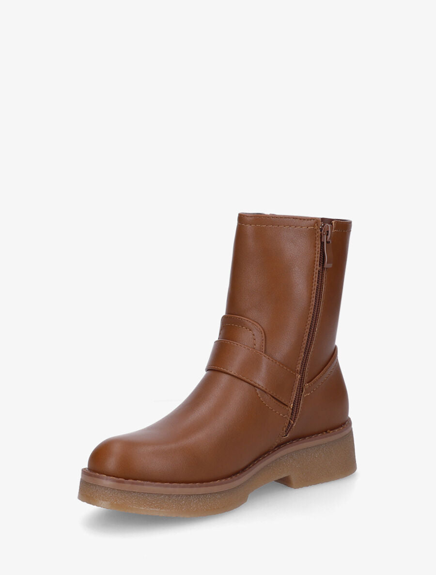Bottines en simili à boucles stylisées - Camel - 3