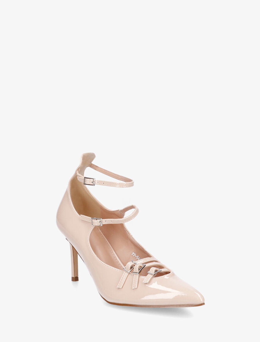 Escarpins vernis à brides à boucle - Beige - 2