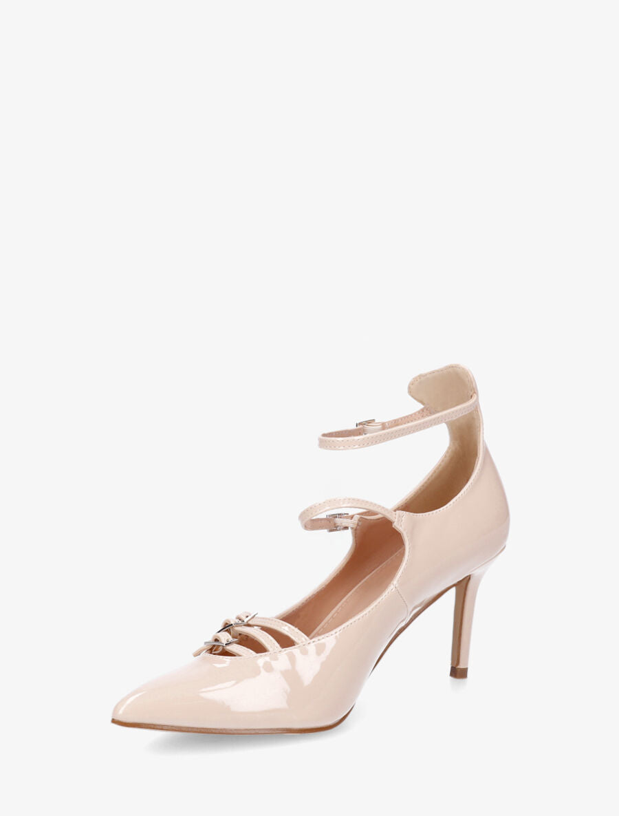 Escarpins vernis à brides à boucle - Beige - 3