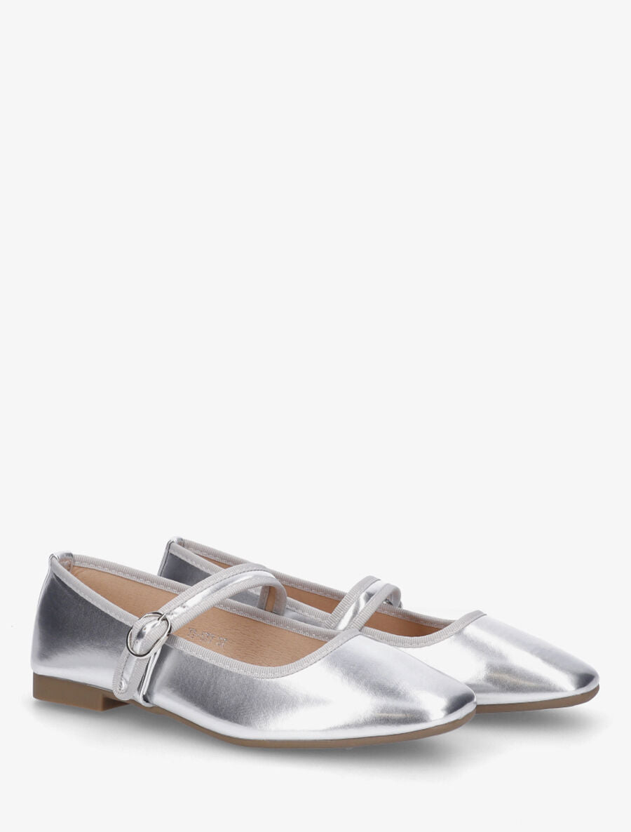 Ballerines en simili brillant à bride à boucle - Argent - 4