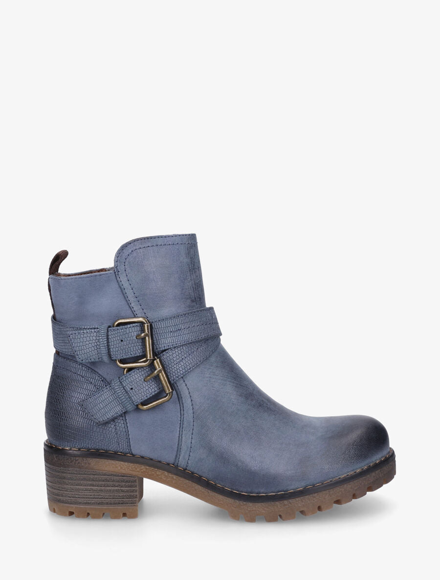 Bottines bimatière à ceinturons - Bleu - 1